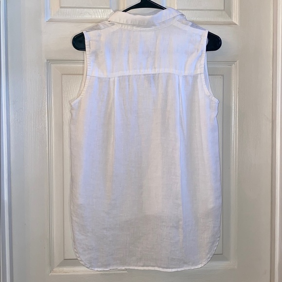FINLEY White Linen Sleeveless Button-Down Shirt - Picture 8 of 10